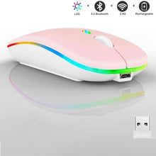 Load image into Gallery viewer, Guiheng Wireless Bluetooth Mouse,LED Dual Mode Rechargeable Silent Slim Laptop Mouse,Portable(BT5.2+USB Receiver) Dual Mode Computer Mice,for Laptop,Desktop Computer,ipad Tablet,Phone,TV (Pink)_6306
