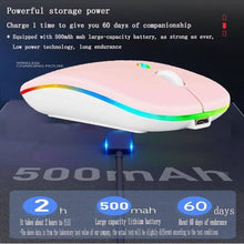 Load image into Gallery viewer, Guiheng Wireless Bluetooth Mouse,LED Dual Mode Rechargeable Silent Slim Laptop Mouse,Portable(BT5.2+USB Receiver) Dual Mode Computer Mice,for Laptop,Desktop Computer,ipad Tablet,Phone,TV (Pink)_6309

