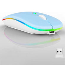 Load image into Gallery viewer, Guiheng Wireless Bluetooth Mouse,LED Dual Mode Rechargeable Silent Slim Laptop Mouse,Portable(BT5.2+USB Receiver) Dual Mode Computer Mice,for Laptop,Desktop Computer,ipad Tablet,Phone,TV (Blue)_1
