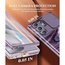 Load image into Gallery viewer, GVIEWIN for Samsung Galaxy S24 Ultra Case, [Slide Camera Cover &amp; Built-in HD Screen Protector] [2 Front Frames] Shockproof Military Grade Protective Marble Phone Case for S24 Ultra 6.8"(Quicksand), AQuicksandPurple_7650
