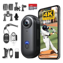 Load image into Gallery viewer, H8 64GB 4K Thumb Action Camera, Mini Body Cameras, Wearable Pocket Vlogging Camera, Multiple Accessory Mount Anywhere Small Portable Hands-Free Helmet Cam for Work, Cycling, Travel, Pet Walking (Black_1
