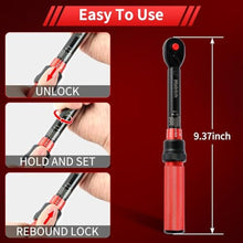 Load image into Gallery viewer, Hairich 1/4-Inch Torque Wrench, Dual-direction Small Torque Wrench 20-220in.lb/2.3-24.9Nm, 72 tooth High Precision Professional with Dual Range Scales, Blackred_6669
