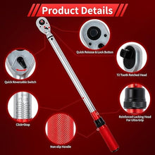Load image into Gallery viewer, Hairich 3/4-Inch Torque Wrench, Dual-Direction Adjustable 60 tooth 100-400ft.lb/136-542Nm, Professional Torque Wrench, for Maintenance Tool and Product Assembly, Blackred_6685
