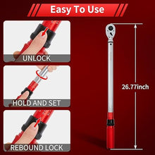 Load image into Gallery viewer, Hairich 3/4-Inch Torque Wrench, Dual-Direction Adjustable 60 tooth 100-400ft.lb/136-542Nm, Professional Torque Wrench, for Maintenance Tool and Product Assembly, Blackred_6688
