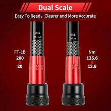 Load image into Gallery viewer, Hairich 3/8-Inch Torque Wrench, Dual-direction Torque Wrenches 10-100ft.lb/13.6-135.6Nm, 72-Tooth Dual Range Scales Torque Wrench with Quick Release Reversible Head, Blackred_6723
