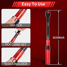 Load image into Gallery viewer, Hairich Torque Wrench, 1/2 Inch Drive Click Torque Wrench, Dual-direction Torque Wrenches 10-170.0ft.lb/13.60-230.5Nm, 72-tooth with Dual Range Scales, 3% High Precision For Car, Blackred_6693

