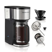 Load image into Gallery viewer, Hamilton Beach Home Barista 7-in-1 Small Coffee Maker with Seven Ways to Brew, 6 Cup Carafe, Drip, Single Serve, French Press, Pour Over, Cold Brew, Easy-Fill Reservoir, Black (46251)_1
