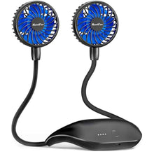 Load image into Gallery viewer, HandFan 10000mAh Portable Neck Fan Rechargeable, 48Hrs Long-Lasted Wearable Personal Fans, Hands Free Necklace Fans, Hanging Cooling Fan for Travel, Hiking, Fishing, Gifts for Women Men, BlackmAh_1
