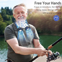Load image into Gallery viewer, HandFan 10000mAh Portable Neck Fan Rechargeable, 48Hrs Long-Lasted Wearable Personal Fans, Hands Free Necklace Fans, Hanging Cooling Fan for Travel, Hiking, Fishing, Gifts for Women Men, BlackmAh_8495
