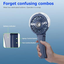 Load image into Gallery viewer, HandFan Upgraded Handheld Misting Fan, Two Button Easy Operation, Rechargeable Portable Mister Fan, Spray Water Mist Fans, Mini Electric Cooling Fans for Travel, Outdoors, Disney(Royal Blue), RoyalBlue_7645
