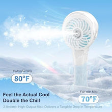 Load image into Gallery viewer, HandFan Upgraded Portable Misting Fan, Handheld Spray Water Mister Fan, USB Rechargeable Personal Mist Fans, Mini Cooling Hand Fans for Summer Beach Travel Concerts, Gifts for Women(White)_8056
