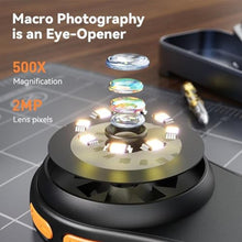 Load image into Gallery viewer, Handheld Digital Microscope, Portable Pocket Magnifying Glass for Adult with 2.0 Inch Color Screen, 200w, 500x Magnification, Built in 8LEDs, Compatible with OS X (Black)_626
