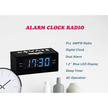 Load image into Gallery viewer, HANNLOMAX HX-144CR Alarm Clock Radio, AM/FM, 1.2 Blue LED Display, BlackblueLed_4749
