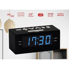 Load image into Gallery viewer, HANNLOMAX HX-144CR Alarm Clock Radio, AM/FM, 1.2 Blue LED Display, BlackblueLed_4750
