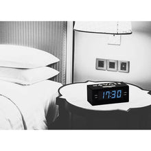 Load image into Gallery viewer, HANNLOMAX HX-144CR Alarm Clock Radio, AM/FM, 1.2 Blue LED Display, BlackblueLed_4751
