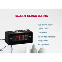 Load image into Gallery viewer, HANNLOMAX HX-144CR Alarm Clock Radio, PLL FM Radio, 1.2 Red LED Display, Digital Clock with Dual Alarm, Black_4629
