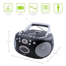 Load image into Gallery viewer, HANNLOMAX HX-323CD CD Boombox, Radio, Cassette Recorder (Black)_4790
