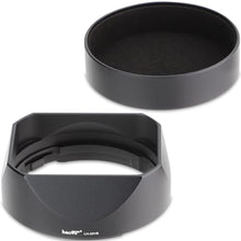 Load image into Gallery viewer, Haoge Lens Hood Metal Square Bayonet for Fujifilm XF35mmF2 R WR, XF23mmF2 R WR XC 35mm F2, Fuji 35mm F2, 23mm F2 Lens Hood, with Metal Front Cap, Replaces Fujifilm LH-XF35-2 LH XF35 2 Hood Shade, Black_1
