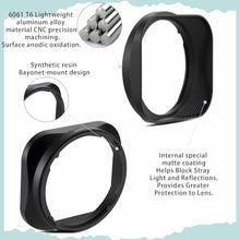Load image into Gallery viewer, Haoge LH-X33 Lens Hood Metal Square Bayonet for Fujinon XF16-50mm F2.8-4.8 R LM WR,XF33mm F1.4 R WR Lens, Fuji XF 33mm f/1.4 R LM WR Hood Shade, BlackNotwithMetalFrontCap_8257
