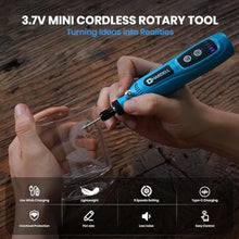 Load image into Gallery viewer, HARDELL Mini Cordless Rotary Tool 4V, 5-Speed 42pcs DIY Craft Tool Kit, Blue_18
