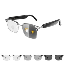 Load image into Gallery viewer, Harlafou Bluetooth Audio Smart Glasses, Photochromic Sunglasses Blue Light for Men and Women,Open Ear Sound Mic &amp; Speakers, Magnetic Charging, Color-Changing Polarized Sunglasses Lenses (White)_1
