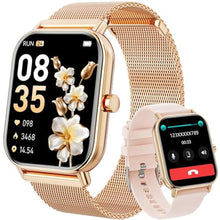 Load image into Gallery viewer, Haulvean Smart Watch for Women Men, Fitness Tracker Watch for Android Phones iPhone Compatible, 1.85" Smart Watches for Women Men, 110+ Sport Modes Smartwatch (2 Strap), Gold_1
