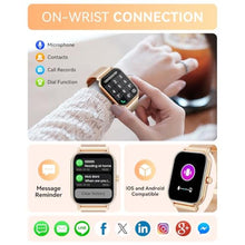 Load image into Gallery viewer, Haulvean Smart Watch for Women Men, Fitness Tracker Watch for Android Phones iPhone Compatible, 1.85" Smart Watches for Women Men, 110+ Sport Modes Smartwatch (2 Strap), Gold_600

