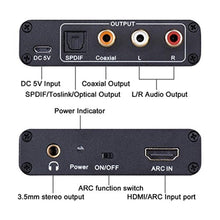 Load image into Gallery viewer, HDMI ARC Adapter, Tendak ARC Audio Extractor with Digital Optical TOSLINK SPDIF/Coaxial and Analog 3.5mm L/R Stereo Audio Converter for HDTV Soundbar Speaker Amplifier, HDMIARCAudioExtractor_8087

