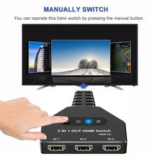 Load image into Gallery viewer, HDMI Switch, HDMI Splitter 3 in 1 Out 4K@60Hz, 3-Port Switcher Selector with Pigtail Cable, Multi-Port Hub Supports 3D, HDCP2.2, HDR Compatible with Laptop, Xbox, Blu-Ray Player, Etc., Black_5739
