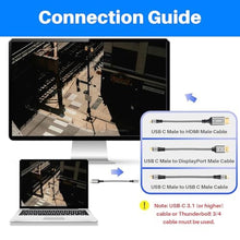 Load image into Gallery viewer, HDMI to USB-C Cable Adapter with USB Video Cable, Uni-Directional HDMI Male (Source) to USB Type-C 3.1 Female (Display) Converter for AR Glasses, with 1 USB C-to-C Cable 4Feet, Support 4K@60Hz,PD 100W, Black_411
