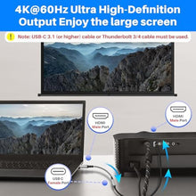 Load image into Gallery viewer, HDMI to USB-C Cable Adapter with USB Video Cable, Uni-Directional HDMI Male (Source) to USB Type-C 3.1 Female (Display) Converter for AR Glasses, with 1 USB C-to-C Cable 4Feet, Support 4K@60Hz,PD 100W, Black_412
