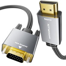 Load image into Gallery viewer, HDMI to VGA Adapter Cable 10FT [Metal Case, Nylon Cable] 1080P@60Hz HDMI Male to VGA Male Uni-Directional Braided Cord for Computer, Laptop, Monitor, Roku, Xbox, Graphics Card More, HDMItoVGA_1
