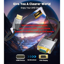 Load image into Gallery viewer, HDMI to VGA Adapter Cable 6FT [Metal Case, Nylon Cable] 1080P@60Hz HDMI Male to VGA Male Uni-Directional Braided Cord for Computer, Laptop, Monitor, Roku, Xbox, Graphics Card More, Grey_5037
