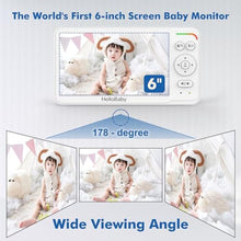 Load image into Gallery viewer, HelloBaby Baby Monitor 6" World First IPS Screen 30H Battery, Secure No WiFi, Pan Tilt Video Camera with Night Vision, VOX, 2-Way Talk, 1000ft, Portable Video Audio Monitor Ideal for Mom, Elderly, Pet, White_3786
