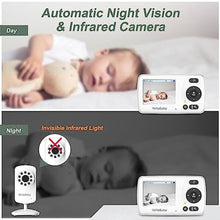Load image into Gallery viewer, HelloBaby HB30 Video Baby Monitor with Digital Camera and Audio, No WiFi No App Safety Baby Monitor, 8 Languages, Auto Night Vision, 1000ft Transmission Range, 2.4 inch Portable Screen, HBWhite_3915
