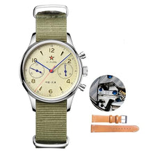Load image into Gallery viewer, HEMUDU Seagull 1963 38mm Mechanical Watch, Special Supply ST1901 Movement Aviation Mens Chronograph Sapphire Mirror Military Waterproof Pilot Wrist Watches for Men, mmSSSapphireNoswanneck_1
