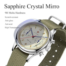 Load image into Gallery viewer, HEMUDU Seagull 1963 38mm Mechanical Watch, Special Supply ST1901 Movement Aviation Mens Chronograph Sapphire Mirror Military Waterproof Pilot Wrist Watches for Men, mmSSSapphireNoswanneck_4264
