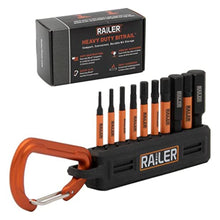 Load image into Gallery viewer, Hex Bit Set - Railer 2 Inch Impact Driver 10pc Metric Hex Bit Set With A Bit Holder &amp; Carabiner. Premium S2 Steel, Ideal For Furniture Screws (Black Bitrail), BlackBitrail_1
