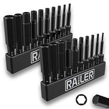 Load image into Gallery viewer, Hex Bit Set, Railer 20-PC Hex Head Allen Wrench Screwdriver SAE &amp; MM Hex Bit Set. S2 Steel Impact Driver 2" Hex Bits for Furniture Screws_1
