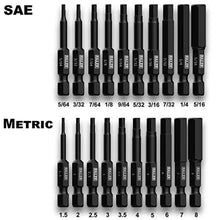 Load image into Gallery viewer, Hex Bit Set, Railer 20-PC Hex Head Allen Wrench Screwdriver SAE &amp; MM Hex Bit Set. S2 Steel Impact Driver 2" Hex Bits for Furniture Screws_5366
