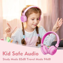 Load image into Gallery viewer, HEYSONG Children's Headphones, Headphones for Kids 85 / 94dB Volume Limited Foldable 3.5mm Jack Wired Cord, Headset for Boys Girls Child Smartphones Tablet School Travel Plane, Pink_6569
