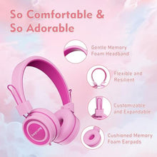 Load image into Gallery viewer, HEYSONG Children's Headphones, Headphones for Kids 85 / 94dB Volume Limited Foldable 3.5mm Jack Wired Cord, Headset for Boys Girls Child Smartphones Tablet School Travel Plane, Pink_6571

