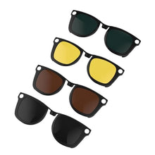 Load image into Gallery viewer, HiBloks 4Pcs Polarized Clip Compatible with Ray-Ban Meta Wayfarer &amp; Gen 2 (RW4006/RW4012 Regular), Discoloration Clip for Rayban Meta Gen 2 Accessories (Dark Green, Night Vision Yellow, Black, Brown), GreenYellowBlackBrown_1
