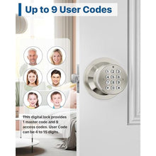Load image into Gallery viewer, HIDALIFE Door Knob with Keypad, Keyless Entry Door Lock, Front Door Knob Child Proof, Auto Lock, Easy Installation for Home, Office, Apartment, Garage Security,Satin Nickel 2pack, SatinNickelpack_6096
