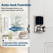Load image into Gallery viewer, HIDALIFE Keyless Entry Door Lock with Code, Keypad Door Lock with Handle, Touchscreen Door Knob with Keypad, Electronic Door Lock, Auto-Lock, Satin Nickel, HL-668K 1pack, SatinNickel_6162
