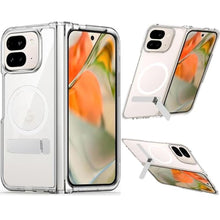 Load image into Gallery viewer, Hiooloon Magnetic for Pixel 10 Pro Fold Case Clear, Compatible with Pixelsnap &amp; MagSafe, Built-in 2-Way Kickstand [Horizontal &amp; Vertical Stand] Magnetic Slim Fit Anti-Slip Rugged Bumper Cover (Clear)_1
