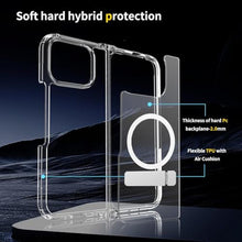 Load image into Gallery viewer, Hiooloon Magnetic for Pixel 10 Pro Fold Case Clear, Compatible with Pixelsnap &amp; MagSafe, Built-in 2-Way Kickstand [Horizontal &amp; Vertical Stand] Magnetic Slim Fit Anti-Slip Rugged Bumper Cover (Clear)_1086
