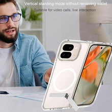 Load image into Gallery viewer, Hiooloon Magnetic for Pixel 10 Pro Fold Case Clear, Compatible with Pixelsnap &amp; MagSafe, Built-in 2-Way Kickstand [Horizontal &amp; Vertical Stand] Magnetic Slim Fit Anti-Slip Rugged Bumper Cover (Clear)_1088
