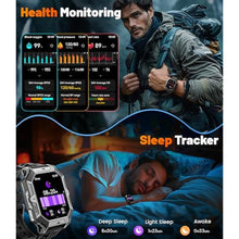Load image into Gallery viewer, HIRREO Military Smart Watch for Men, 2.13'' AMOLED HD Display Smartwatch, 80 Days Long Battery, 100+ Sport Mode Fitness Tracker, IP68 Waterproof Smart Watches for Android iOS Compatible, Black Grey_33
