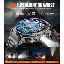 Load image into Gallery viewer, HIRREO Military Smart Watch for Men,800mAh Large Battery/1.75" HD Smart Watches with LED Flashlight for Android/iOS (Bluetooth Call Answer/Calls) Fitness Tracker with Heart Rate/Sleep Tracking, Black_1352
